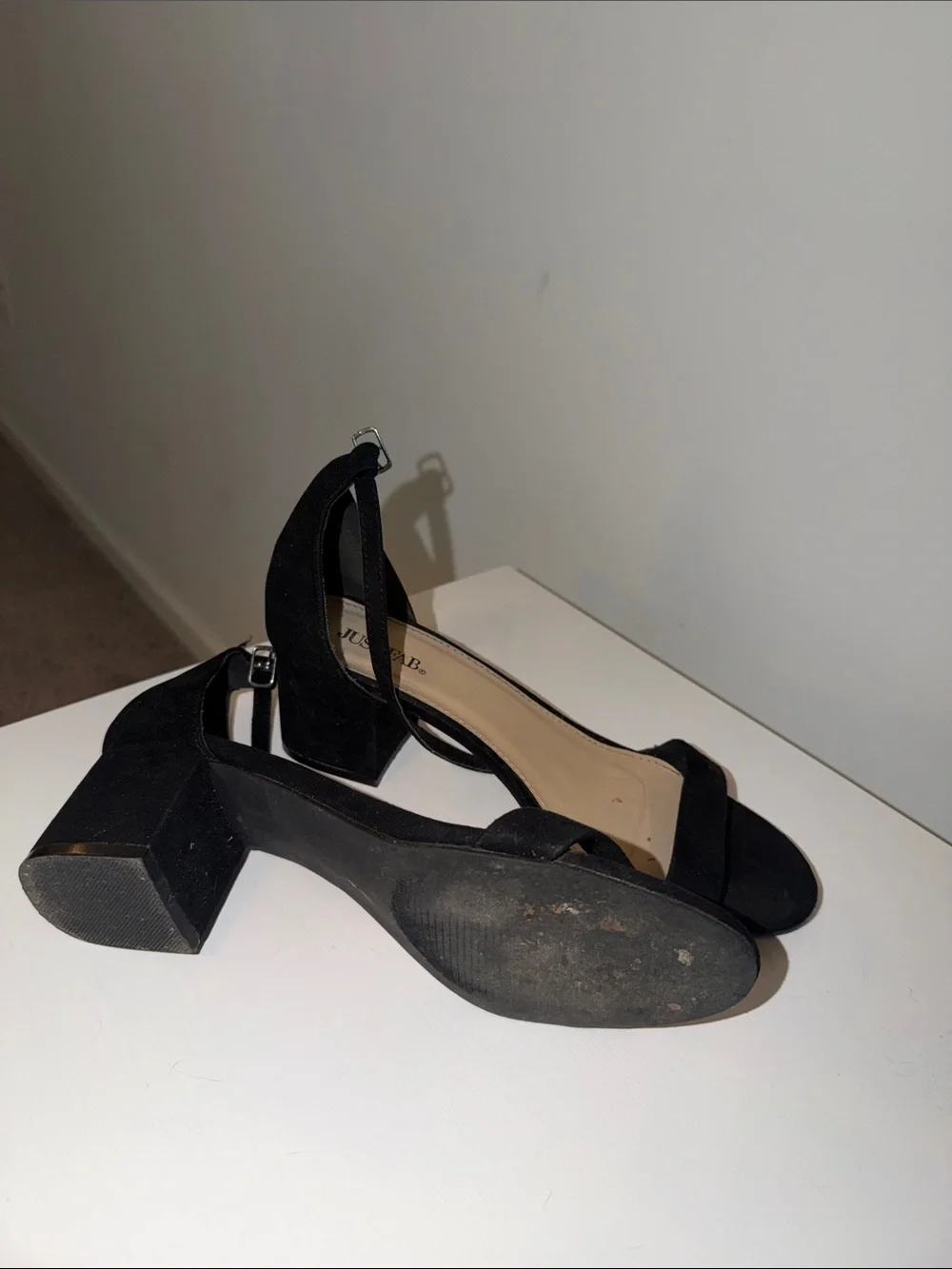 JustFab Black Ankle-Tie Block Heels